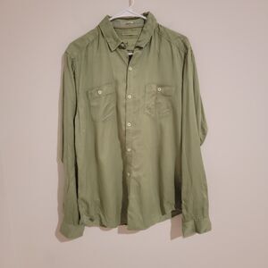 Bke Buckle‎ Mens Button Down Shirt Size Small Green Regular Fit Lyocell